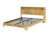 Queen Size bed frame with storage headboard, built-in charging station, wavy curved lines design, W1162P357260