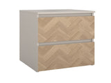 2 Drawer Herringbone Nightstand with Handle-Free Drawers, Soft Beige / Herringbone 26805359