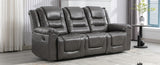 3 Seater Home Theater Recliner Manual Recliner Chair with a LED Light Strip Two Built-in Cup Holders WF323623AAE