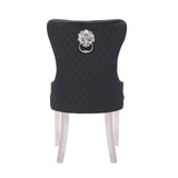 Simba Stainless Steel 2 Piece Chair Finish with Velvet Fabric in Black 808857776211