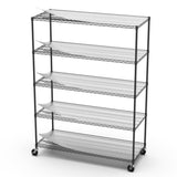 ZUN 5 Tier 7500lbs Heavy Duty Adjustable Storage Rack Metal Shelf Wire Shelving Unit with Wheels & Shelf W155083059