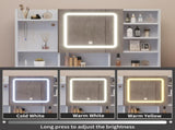 5-Drawer Dressing Table Set with Shelves and Hooks Dressing Table with Power Strip LED Three-Tone 00957000