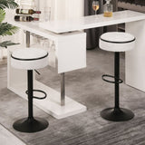 Round Storage Bar Stool Set of 2, Off White Linen Height Adjustable Barstool, 360&degCounter Height W2200P196801