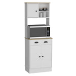 ZUN Kitchen Pantry 67" H, Two Cabinets, Three Doors, Two Open Shelves, One Drawer, Microwave Storage B097133171