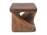 MGO Twist Shape Side Table, Wood-like texture, 	antique brown Color N770P212233A