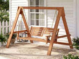 2-Person Hardwood Porch Swing with Stand, 800 LBS Capacity Outdoor Patio Swing Chair for Garden 06874000