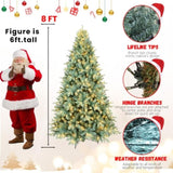Artificial 8ft Blue green Tint Christmas Tree with 2458 PE/PVC Mixed Branch Tips, 650L warm white 19420210
