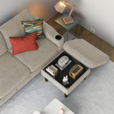 Convertible Combination Sofa Sofa L-Shaped Sofa with Footstools with Storage, Beige Sofa for Living W2012126501