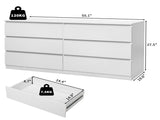 6 Drawer Double Dresser for Bedroom, Wide Storage Cabinet for Living Room Home Entryway, White 76423691