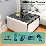 Modern Smart Side Table with Built-in Fridge, Wireless Charging, Temperature Control, Power Socket, W1172P178864