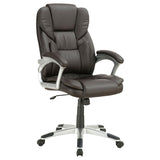 Dark Brown and Silver Swivel Office Chair with Armrest B062P153795