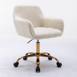 ZUN Hengming Faux Fur Home Office Chair,Fluffy Fuzzy Comfortable Makeup Vanity Chair ,Swivel Desk Chair W21256753