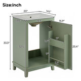 20 Inch Modern Small Bathroom Vanity Cabinet With Ceramic Basin- 20*14.5*33.3 Inches,Ample N729P170386F