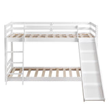 Elevated Cross Guard Rail with Slide Twin Pine Wooden Bed White 42592496