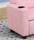 Marisa 22" Pink PU Leather Kids Recliner Chair with Cupholder B061110701