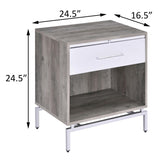 ZUN Weathered Grey Oak and White Accent Table B062P181407