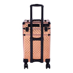 ZUN 4-in-1 Draw-bar Style Interchangeable Aluminum Rolling Makeup Case-Rose Gold 70986434