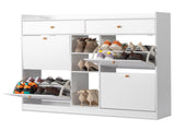 4 Drawers 2 Drawers with Top Baffle Shoe Cabinet Particle Board 128*25*107cm White 41329802