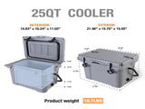 25QT Portable Cooler, Insulated Hard Cooler with Bottle Opener, Cup Holder, Forming Ruler, 5-7 Day 69789029