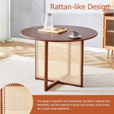 Chinese countryside retro walnut solid wood round table, simple modern imitation rattan table, W1512P355086