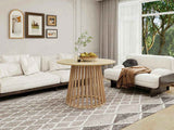 Round Coffee Table, Grille Molding, Suitable for Bedroom, Living Room, Balcony W688P202822