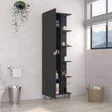 Urano Mirror Linen Cabinet, Four Interior Shelves, Five External Shelves -Black B07091988