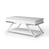 ZUN Contemporary Style White 1pc Coffee Table Lift Top Design High Gloss Finish Chrome Frame Living Room B011P207454