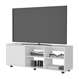 FM FURNITURE Parker TV Stand with a Door and Open Storage, White B128P269885