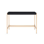 ZUN Black and Gold Writing Desk with USB Ports B062P184569