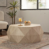 Modern Farmhouse Coffee Table Drum Coffee Table, American Natural Retro Style Coffee Table for W3081P254995