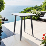 Modern 35.4'' Rounded Square Outdoor Bar Table, Greek White Marble-Inspired Sintered StoneTop, W1886P300274