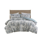 3 Piece Floral Printed Cotton Comforter Set Blue King/Cal King B035P148329
