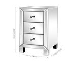 3-Drawer Mirrored Bedside Table MDF Cabinet with Mirrored Drawers Silver 12480391