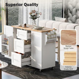 K&K Rolling Kitchen Island with Storage, Kitchen Cart with Rubber Wood Top, 3 Drawer, 2 Slide-Out WF316599AAW