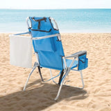 63*70*99cm Heightened Oxford Cloth Silver White Aluminum Tube Bearing 100kg Beach Chair Blue 10135417