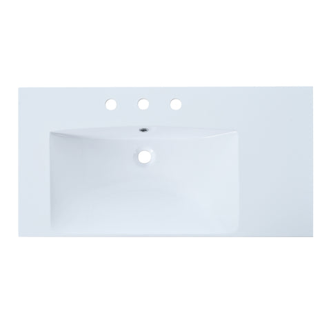 ZUN 36" Single Bathroom Basin Sink, Left Offset Sink Vanity Top Only, 3-Faucet Holes, Resin WF324869AAK