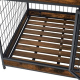 ZUN Furniture Dog Cage Crate with Double Doors. Antique Brown,38.78'' W x 27.36'' D x 32.17'' H. 52622080