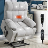 Beige Dual Motor Infinite Position Up to 350 LBS Chenille Power Lift Recliner Chair, Heavy Duty W3224P295282