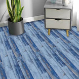 40 Pcs Blue Wood Grain Flooring, Peel Stick Floor Tile, PVC Self-Adhesive DIY Flooring Removable 02112486