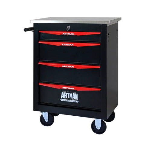 ZUN 4 Drawers Multifunctional Tool Cart with Wheels,Metal Rolling Tool Cart Storage for Garage Workshop 19744670