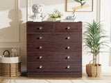 25.98*12.99"*35.04 5-Tier 6-Drawer Cabinet Drawer Dresser with Gold Handles Brown 17234498