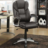 Dark Brown and Silver Swivel Office Chair with Armrest B062P153795