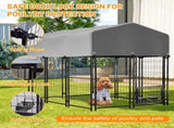 Dog Kennel Outdoor with Roof, 4.23'x5.82'x4.83' Welded Wire Enclosure, Heavy Duty Dog Crate with W2505P380965