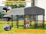 Dog Kennel Outdoor with Roof, 4.23'x5.82'x4.83' Welded Wire Enclosure, Heavy Duty Dog Crate with W2505P380965