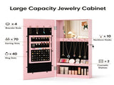 Wall-mounted Jewelry Mirror Cabinet, Pink Spray-Painted MDF with Partial 98481196