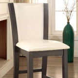 Style Comfort Contemporary 2pcs Counter Height Chairs Gray And White Leatherette Cushion Seat B011115668