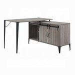 ZUN Grey Oak Writing Desk with Sliding Barn Door B062P209219