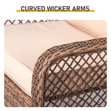 Rattan rocking chair with sparse backrest, brown rattan, beige cushion 01872444