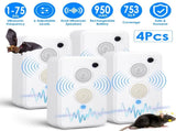 4pcs Ultrasonic Pest Repeller - 1-75KHz Adjustable 6 Levels, Repels Bats Birds Mice, 753Sq.ft 37538788