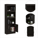 ZUN Shell Beach 1-Drawer 3-Shelf Bookcase Black Wengue B06280137